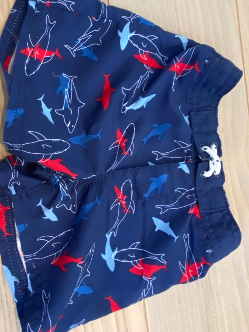 Oshkosh B'Gosh Boys’ Blue Swim Trunks With Shark Print, Size 18M